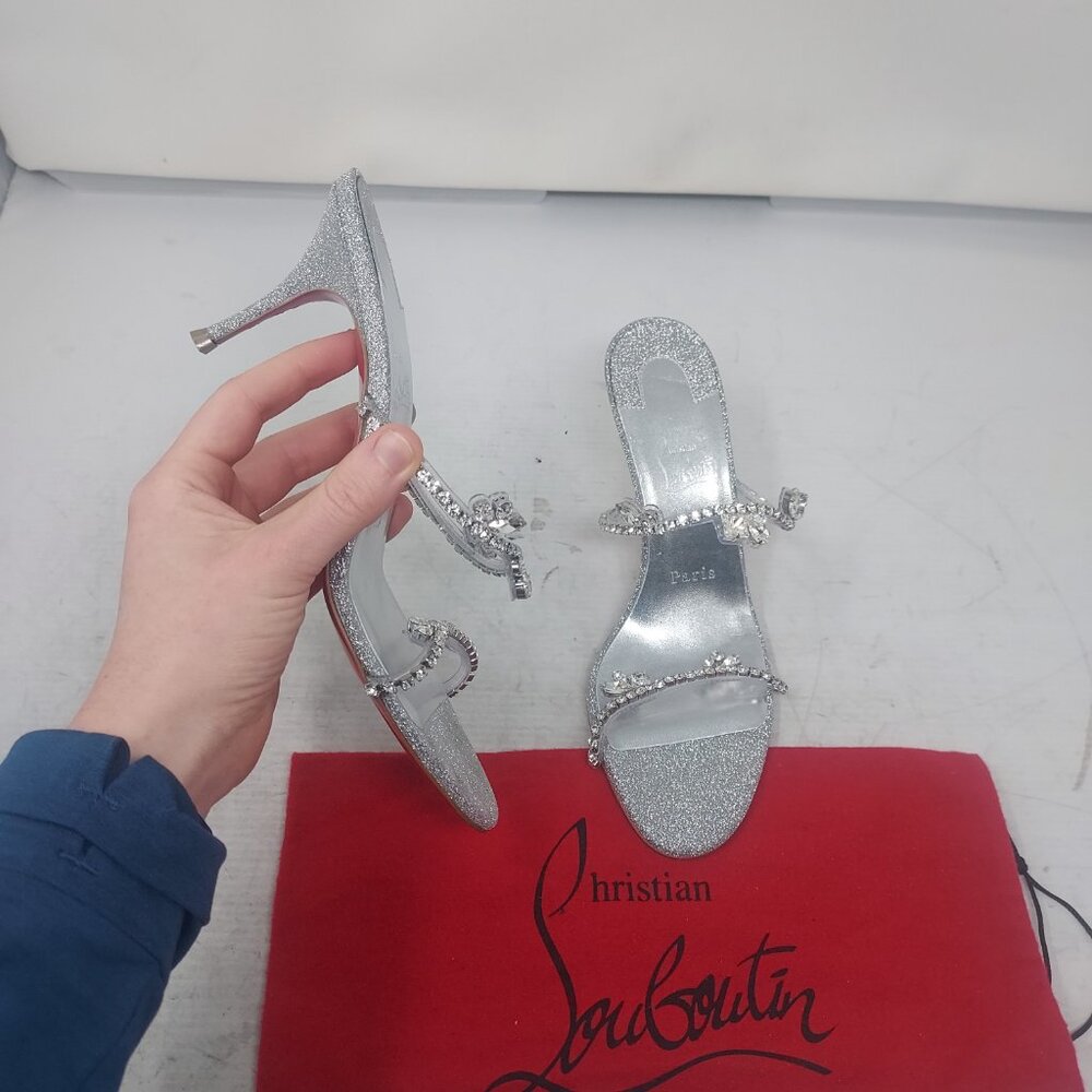 Christian Louboutin Silver Just Queen Crystal Bridal Wedding Heel Sandal